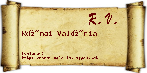 Rónai Valéria névjegykártya